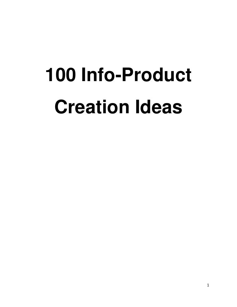100 Info Product Creation Ideas document preview