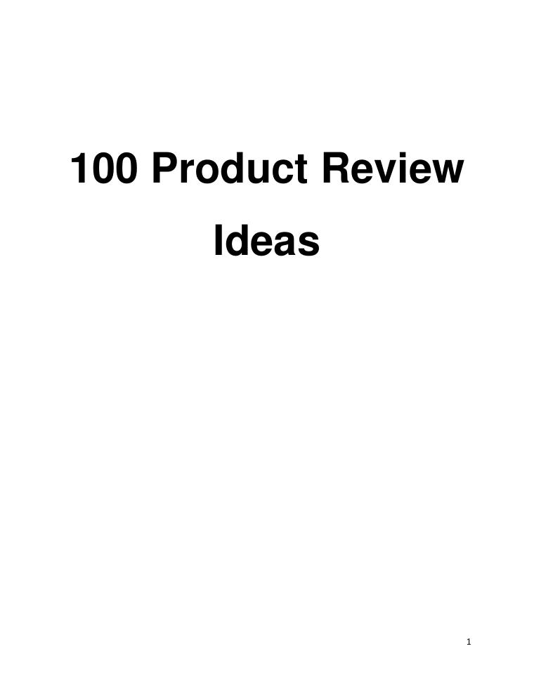 100 Product Review Ideas preview