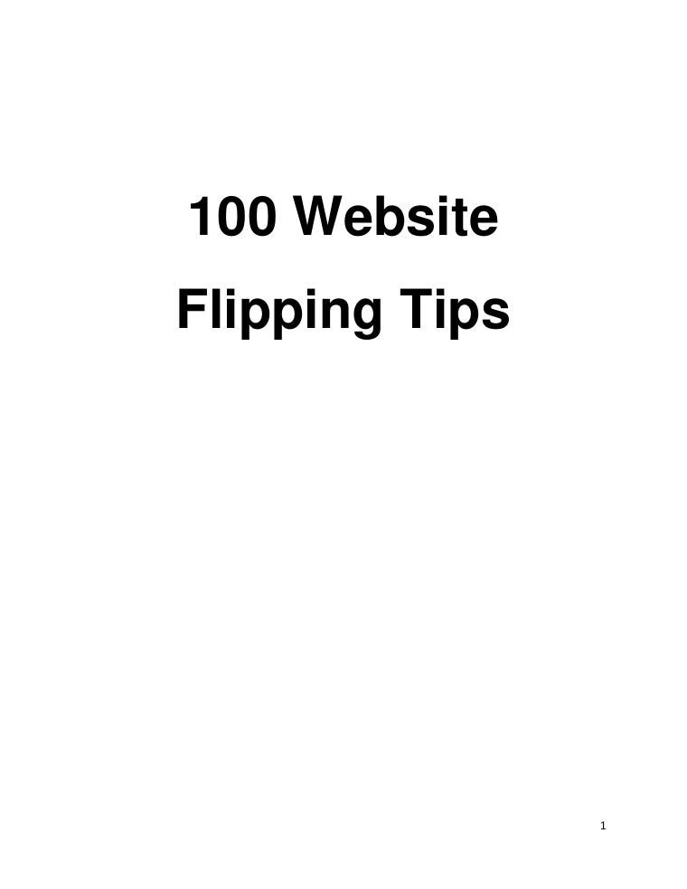 100 Website Flipping Tips preview