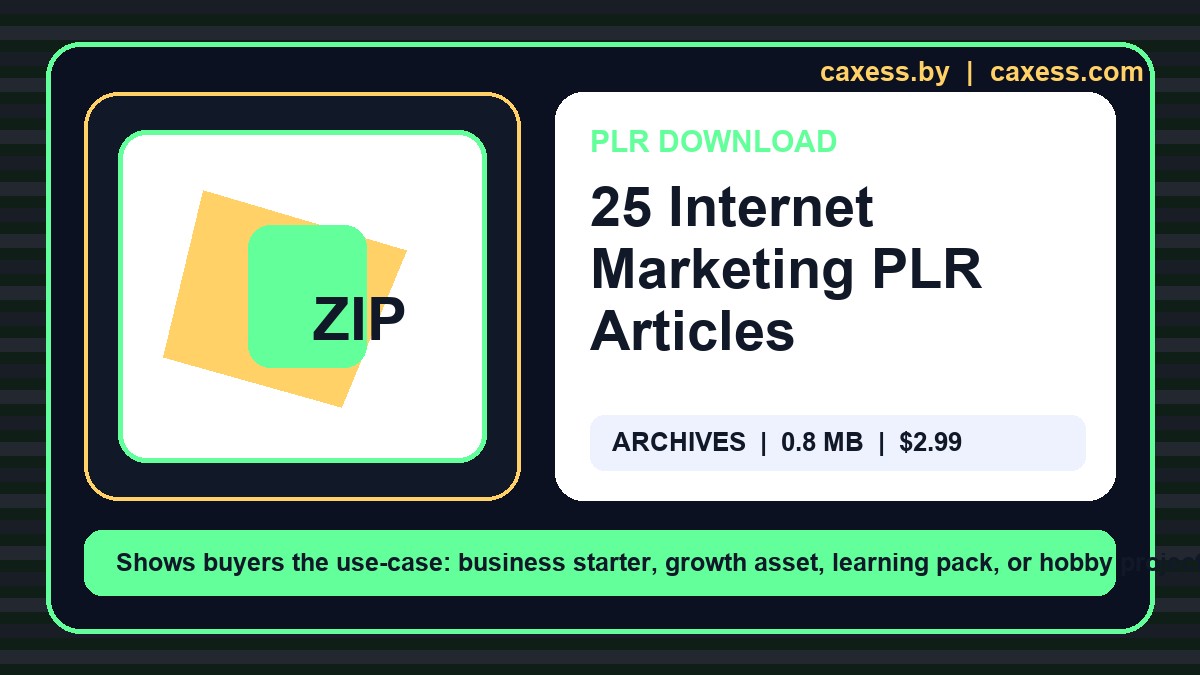 25 Internet Marketing PLR Articles document preview